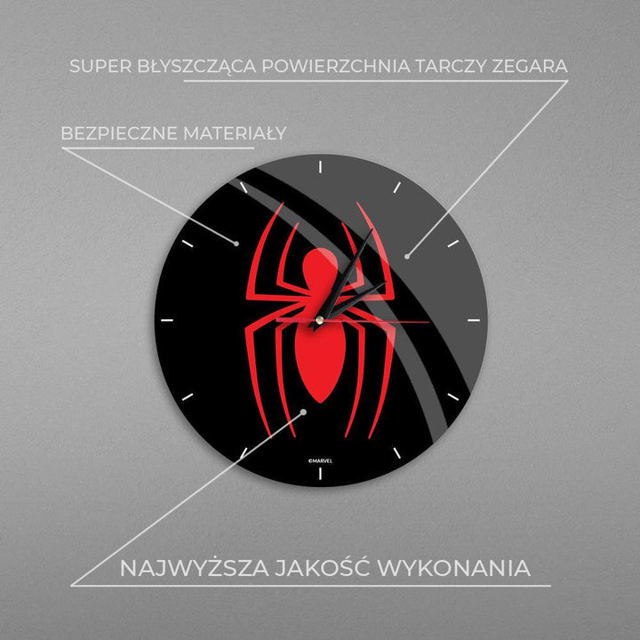 Marvel Spider-Man Wall Clock Glossy Black - Ert Group - Ginga Toys